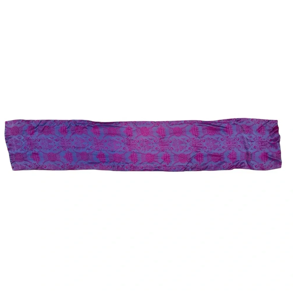 Purple & Pink 100% Silk Jacquard Wrap / Scarf – 55” x 10.5”